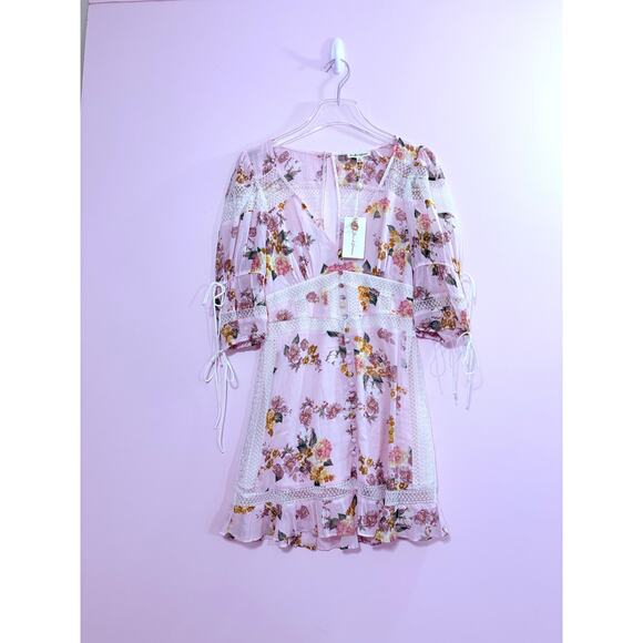 For Love & Lemons Isadora Mini Dress in Blush Size Small - Picture 2 of 10